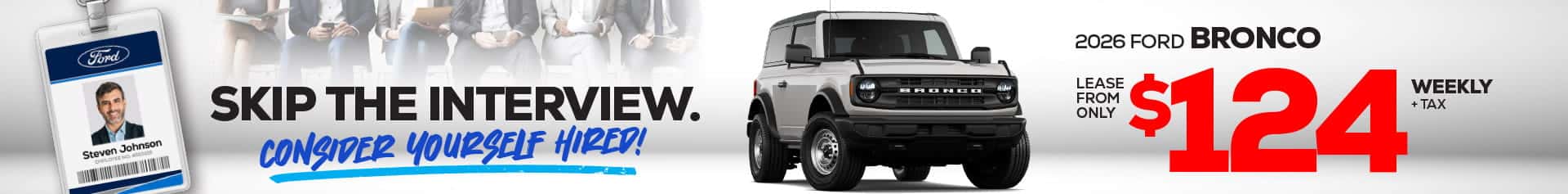 Ford Bronco Lease Deal - $124 Weekly + Tax